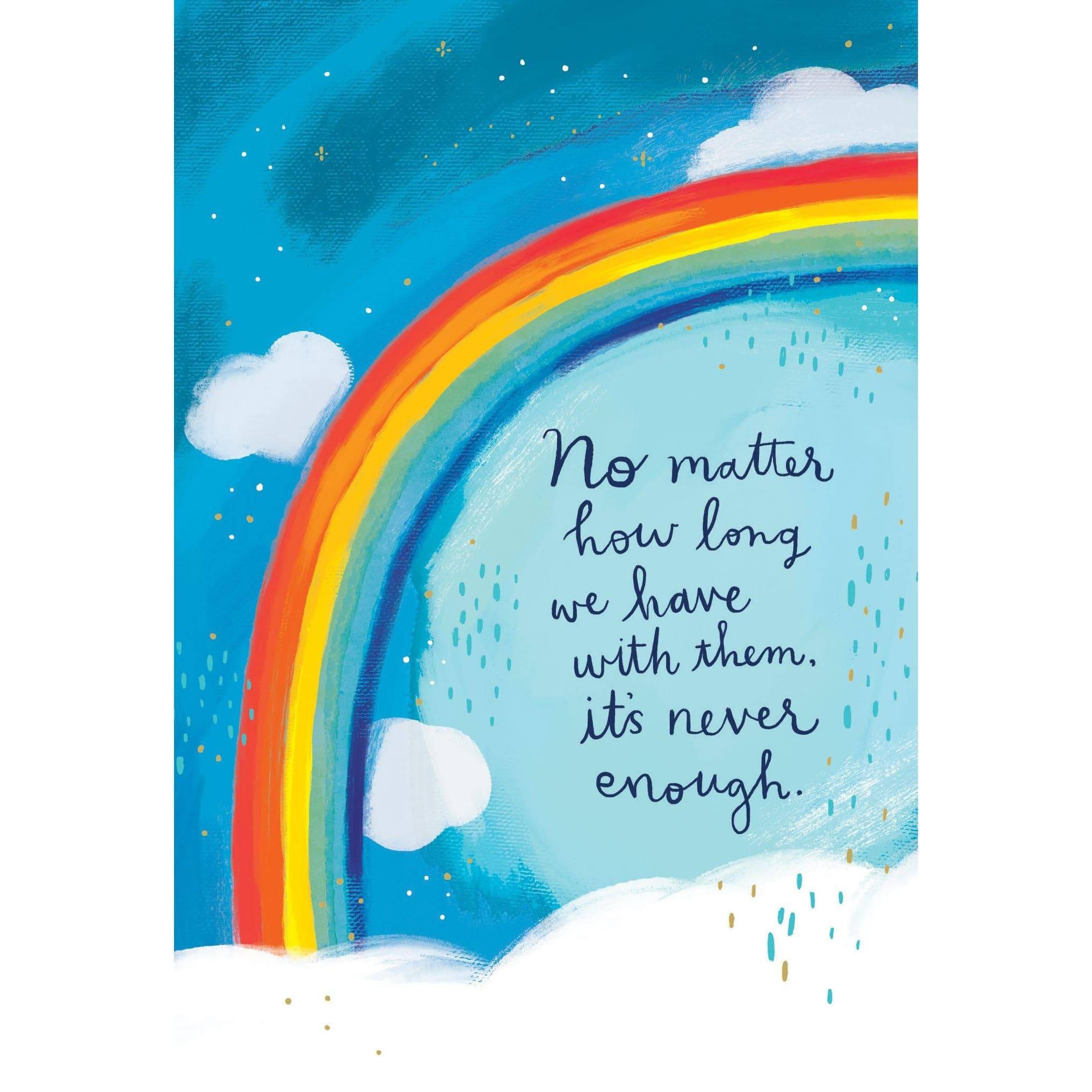 Rainbow Bridge pets sympathy card by Cardmore, featuring gentle rainbow and pet imagery for expressing condolences.